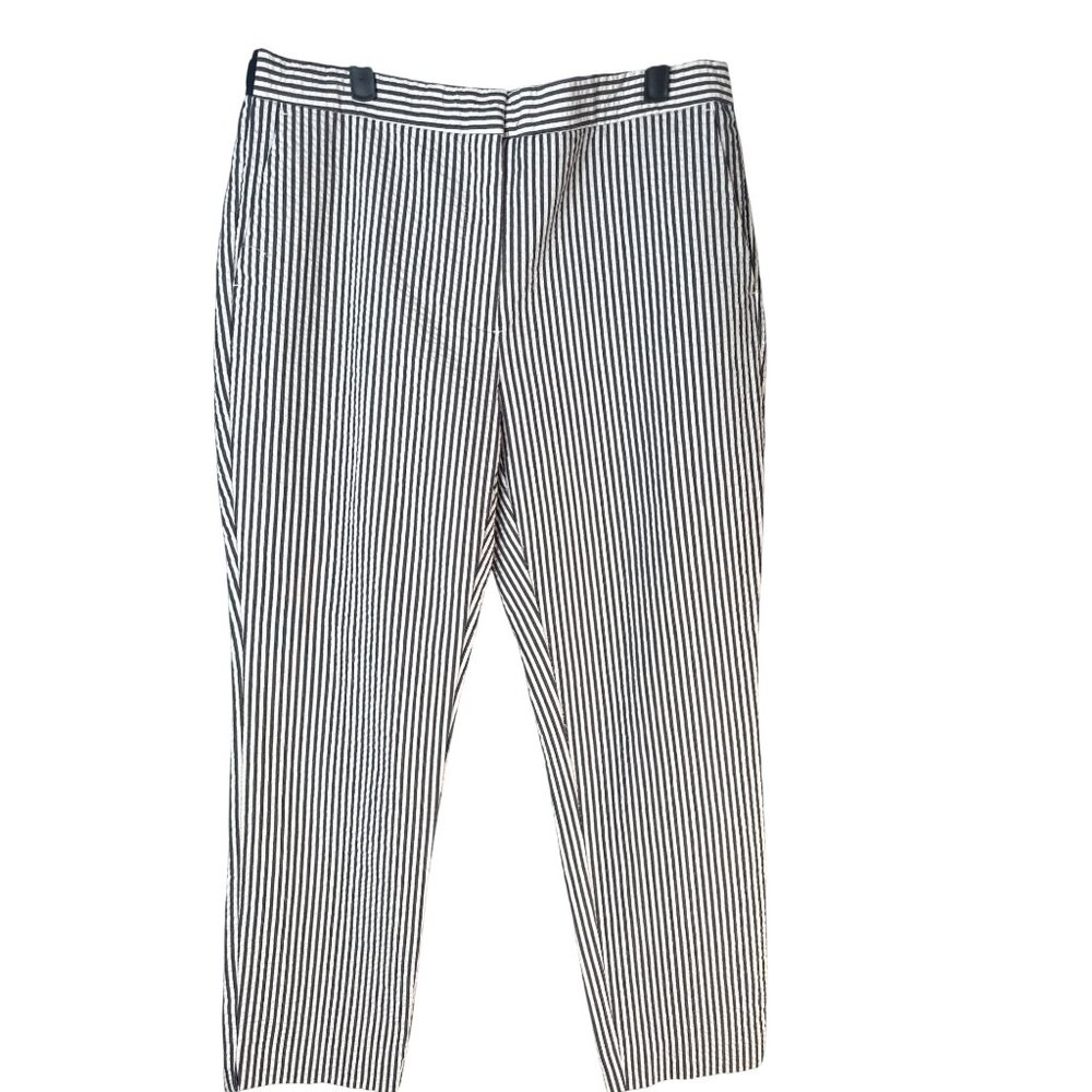 2/$30 ZARA Seersucker Slacks XL Black & White Cotton/Polyester Blend
